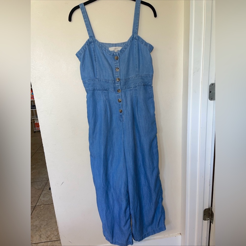 LOFT Light Blue Denim Jumpsuit Sz 2